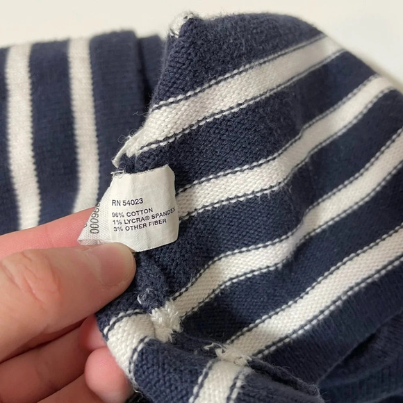 GAP Stretch Navy Blue & White Striped Knit Pullover Sweater Small Women’s - Picture 10 of 11